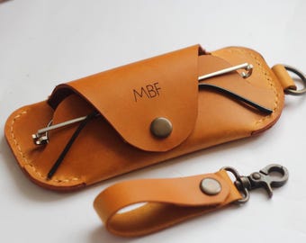Leather Glasses Case: Custom Slim Sunglasses Holder with Keychain