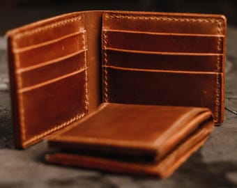 Leather Wallet Brown Bifold Minimalist Wallet Engraved Handmade Gift Personalized Mens Money Clip Custom Wallet Leather Gift Money Holder