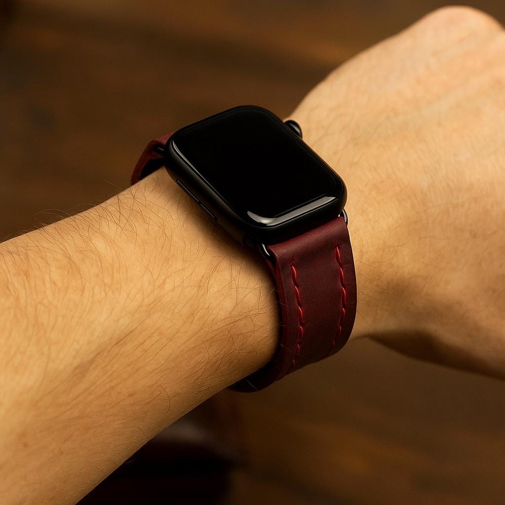ハンドメイド 素材 手作りのレザー製Apple Watchバンド：シリーズ1～11およびSE用