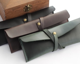 Personalized Leather Pencil Case: Handmade Pen Pouch, Artist Gift