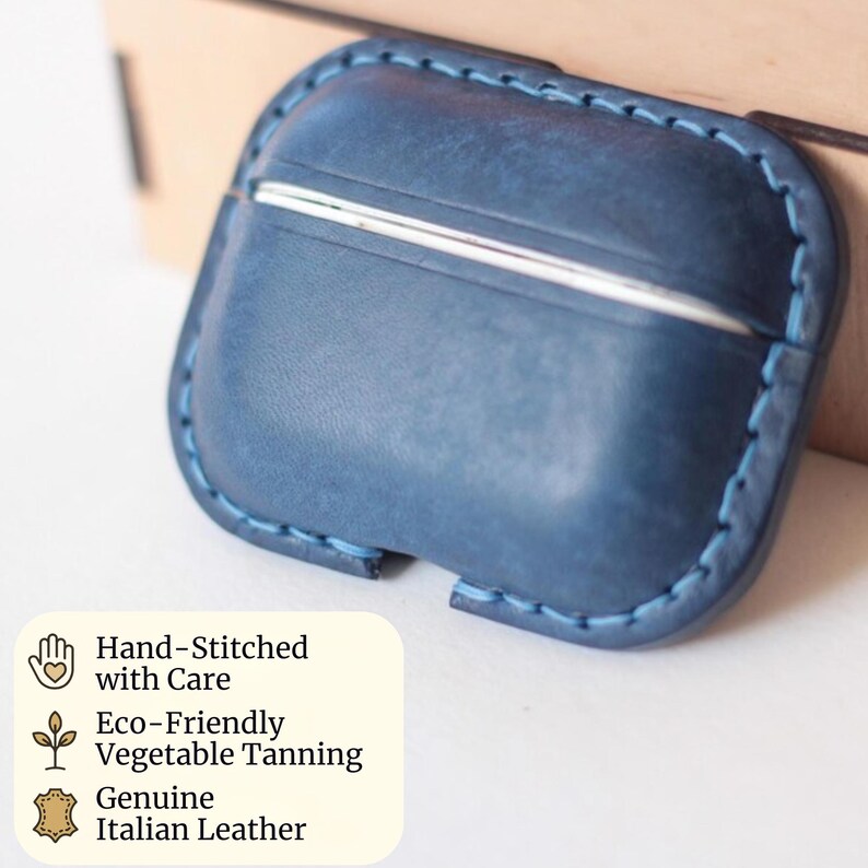 AirPods Leather Case with Strap: Monogrammed Personalized AirPods Cover image 8