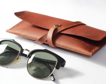 Estuche de gafas personalizado, Estuche de gafas de cuero, Estuche de gafas marrones, Caja de gafas de cuero, Estuche para gafas, Estuche de gafas, Estuche de gafas plegables