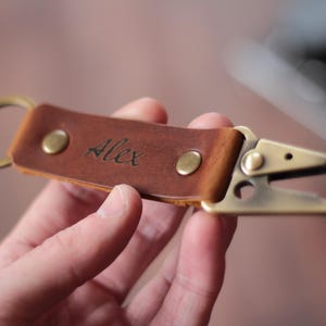 Personalized Leather Keychain: Custom Handmade Key Fob - Gift for Him/Her