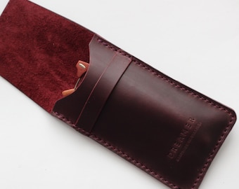 Slim Leather Glasses Case: Handmade Crazy Horse Eyewear Cover