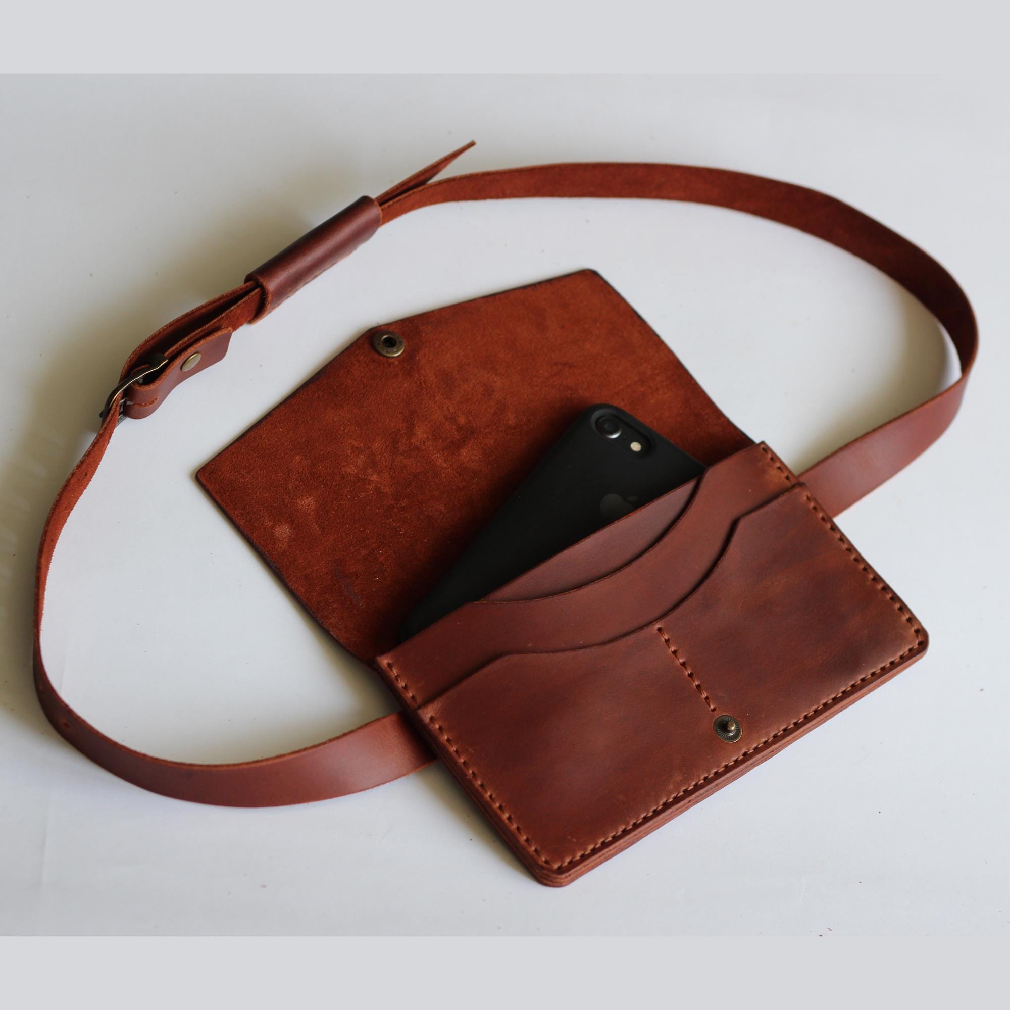 Leather Purse Belt Bag Leather Brown Leather Waist Bag Leather Handmade Belt Bag Minimalist Leather Belt Crossbody Pouch Wallet Gift For Her