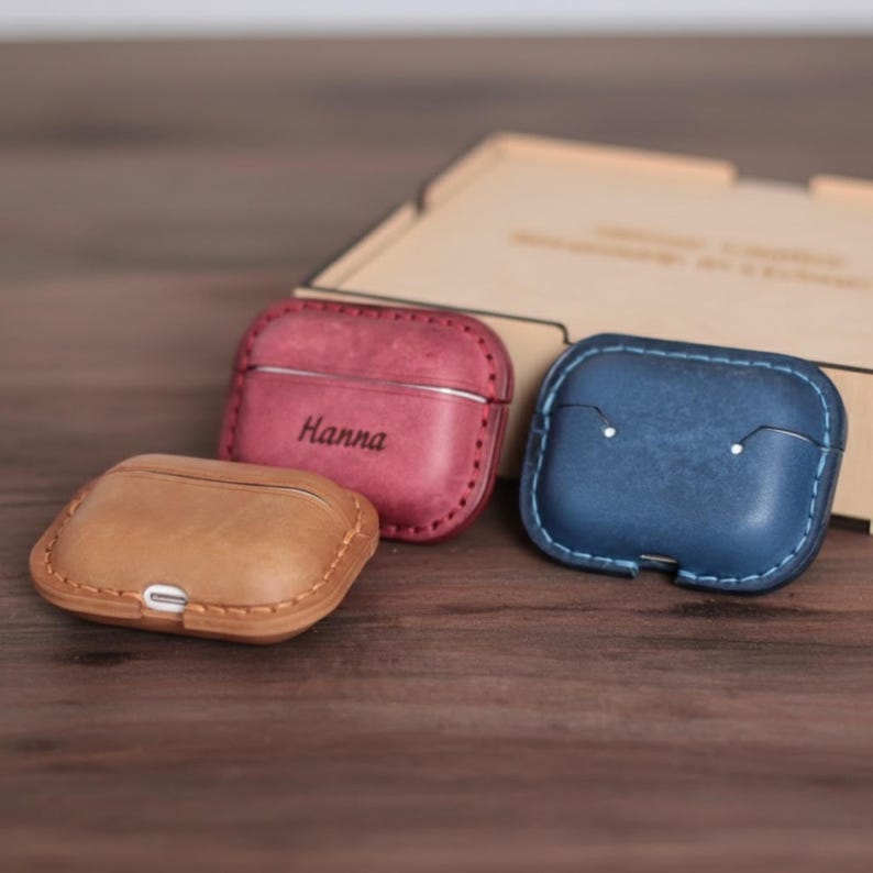 Personalized Leather AirPod Case: AirPods Cover - Custom Apple Accessory, Mother's Day Gift image 9
