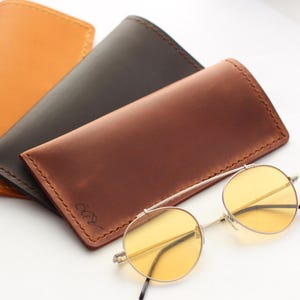 Leather Glasses Case Slim Pouch for Eyeglasses Custom Christmas Gift for Him or Her Case for Sunglasses Personalized Leather Glasses Box
