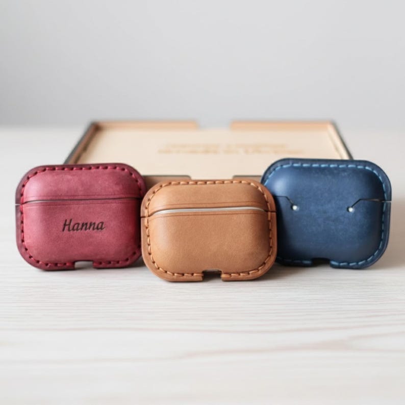 Personalized Leather AirPod Case: AirPods Cover - Custom Apple Accessory, Mother's Day Gift image 12