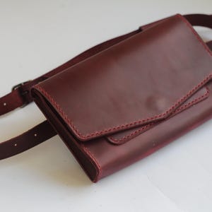 Black Leather Belt Bag: Handmade Minimalist Fanny Pack Wallet image 12
