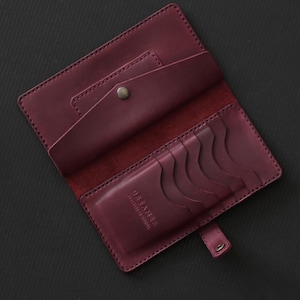 Cartera de cuero para mujer, larga, plegable, delgada, minimalista, roja, con clip para dinero, regalo para ella, carteras de cuero para hombre, larga, personalizada para el Día de la Madre.