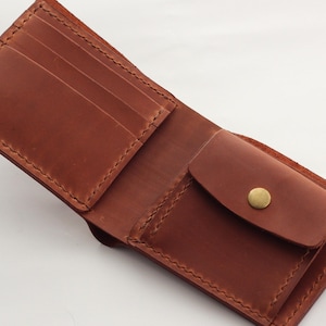 Billetera de cuero, billetera minimalista marrón, regalo para el día del padre, billetera plegable personalizada grabada a mano con clip para dinero para hombre, billetera personalizada