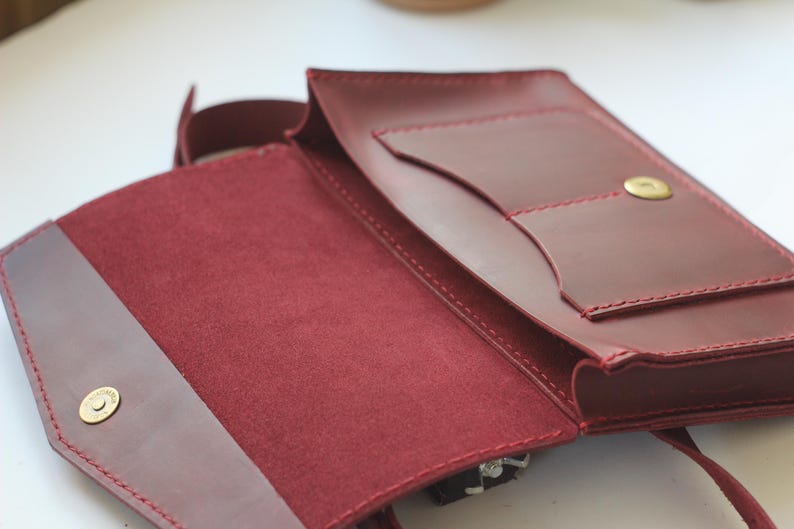 Black Leather Belt Bag: Handmade Minimalist Fanny Pack Wallet image 14