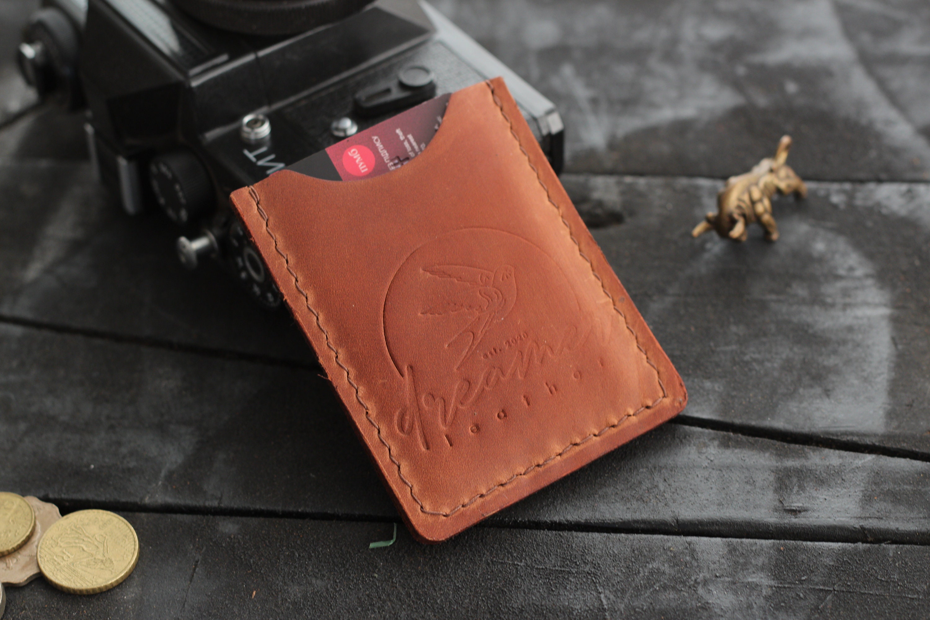 Minimalist Card Sleeve Leather Card Sleeve Slim Wallet Etsy