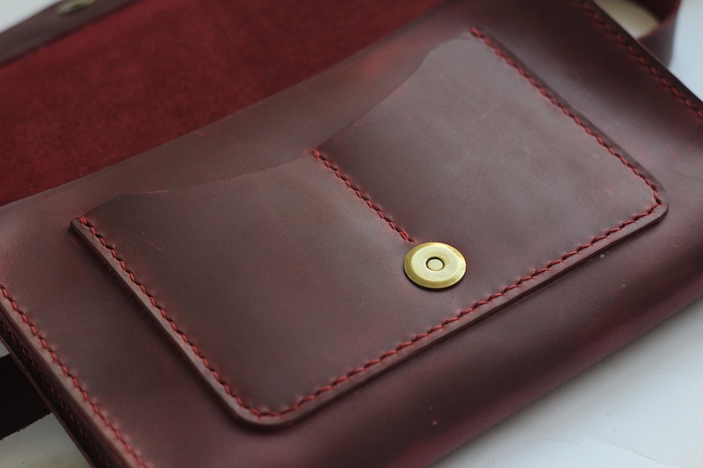 Black Leather Belt Bag: Handmade Minimalist Fanny Pack Wallet image 13