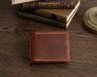 Leather Money Clip Wallet: Custom Bifold Wallet, Personalized Card Holder