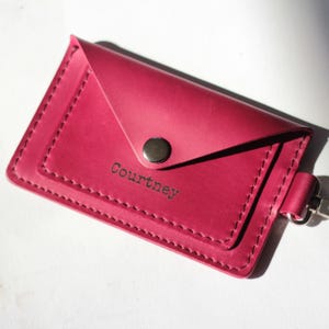 Brieftasche für Karte Rosa Schlüsselbund Brieftasche Leder Geldbörse Geschenk für Sie Geldbörse Schlüsselbund Geldklammer Personalisierte Lederbrieftasche mit Schlüsselbund