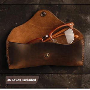 Leather Glasses Case: Personalized Slim Hard Eyeglass Pouch