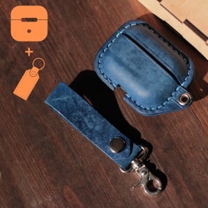 Handmade Leather Airpod Case with Keychain: Fits Pro/1/2/3/4