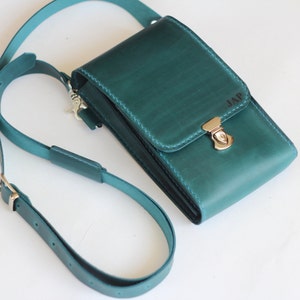 Handytasche Leder Geldbörse Grün schlanke Handy-Schulter Crossbody Bag für Handy Handytasche Personalisierte Ledertasche Gif Für Sie