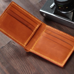 Cartera de cuero minimalista delgada con monedero, tarjetero y clip para billetes, cartera personalizada para hombres y mujeres, elegante cartera para llevar a diario.