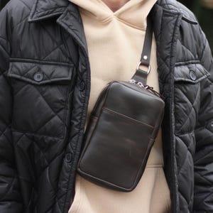 Leather Sling Bag: Crossbody Cell Phone Pouch - Travel Friendly