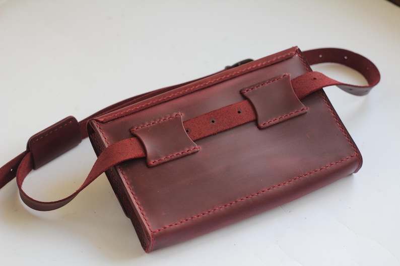 Black Leather Belt Bag: Handmade Minimalist Fanny Pack Wallet image 16