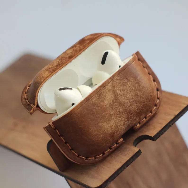 Personalized Leather AirPod Case: AirPods Cover - Custom Apple Accessory, Mother's Day Gift image 1