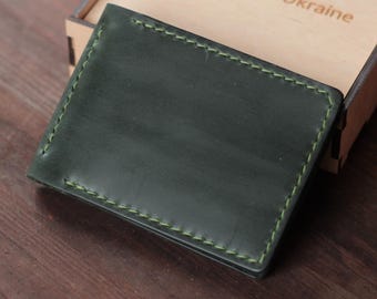 Personalized Leather Bifold Wallet: Slim Money Clip Genuine Leather Card Holder