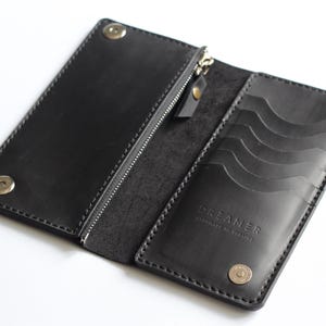 Cartera larga de cuero minimalista, tarjetero delgado para hombre, regalo para padre, accesorio elegante y duradero hecho a mano, regalo para el Día del Padre, personalizado