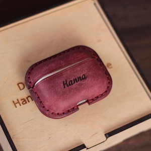 Airpod 4 Case Pink Leather Apple Accessories Personalized Custom Airpods Holder Leather Case for Air Pod Gift for Girlfriend Custom Pouch