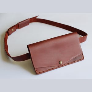 Belt Bag Leather Brown Leather Waist Bag Leather Waist Pack Leather Handmade Belt Bag Minimalist Leather Belt Bag Belt Pouch Wallet