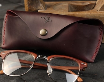 Estuche de cuero hecho a mano para gafas: Estuche delgado para gafas y gafas de sol.
