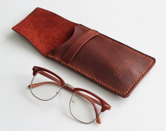 Estuche de gafas de cuero, Estuche de gafas marrón, Caja de gafas de cuero, Estuche para gafas, Estuche de lápiz de cuero, Estuche de lápiz, Estuche de gafas de regalo, Estuche de gafas