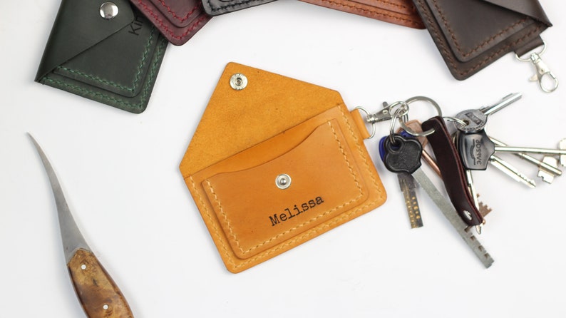 Keychain Wallet, Leather Keychain Card Holder, Personalised Keyring Wallet, Wallet Keychain, Leather Coin Purse, Card Holder Keychain image 3