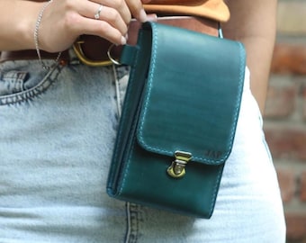 Leather Crossbody Cell Phone Bag: Minimalist Women's Phone Purse
