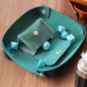 Personalized Leather Catchall Tray: Foldable Dice Rolling Tray for Games