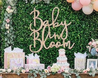Baby in Bloom Wood Sign: Laser Cut Baby Shower Decor
