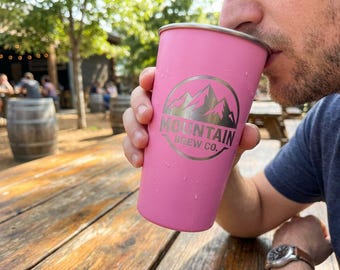 Personalized Stainless Steel Pint Cup - 8 colors to choose from