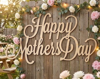 Happy Mothers Day Wood Stacked Sign: Natural Birch Plywood