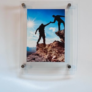 Modern Floating Clear Acrylic Frames - Straight Corners - Standoff .5” diameter
