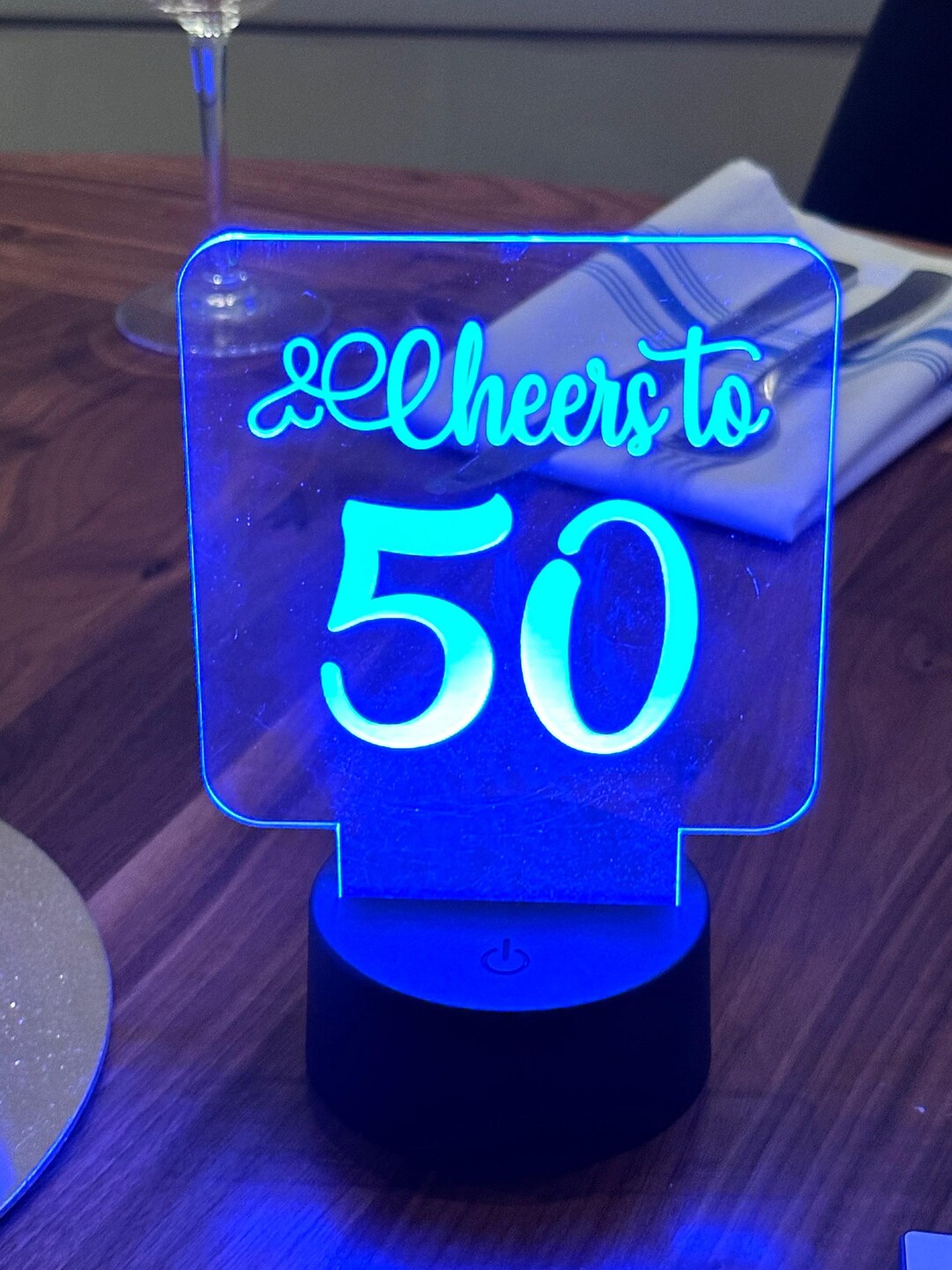 Table Signage Light Custom LED Square With Round Corners Acrylic Table Sign, Personalized ...