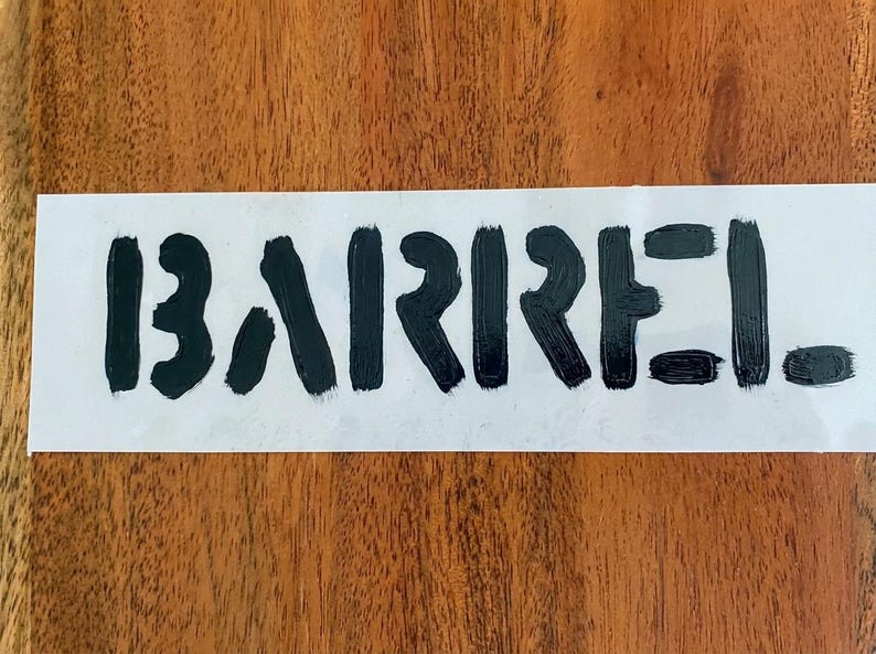 Barrell Script Font Custom Stencil - Barrel Font- Mylar 10mm - Etsy