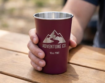 Custom Stainless Steel Pint Cup - 8 colors to choose from