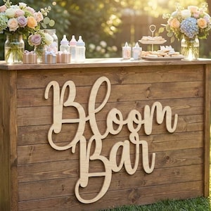 Bloom Bar Baby Shower Wood Stacked Sign: Natural Birch Plywood
