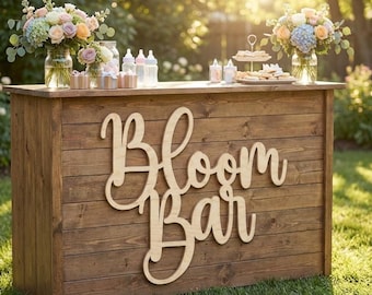 Bloom Bar Baby Shower Wood Stacked Sign: Natural Birch Plywood