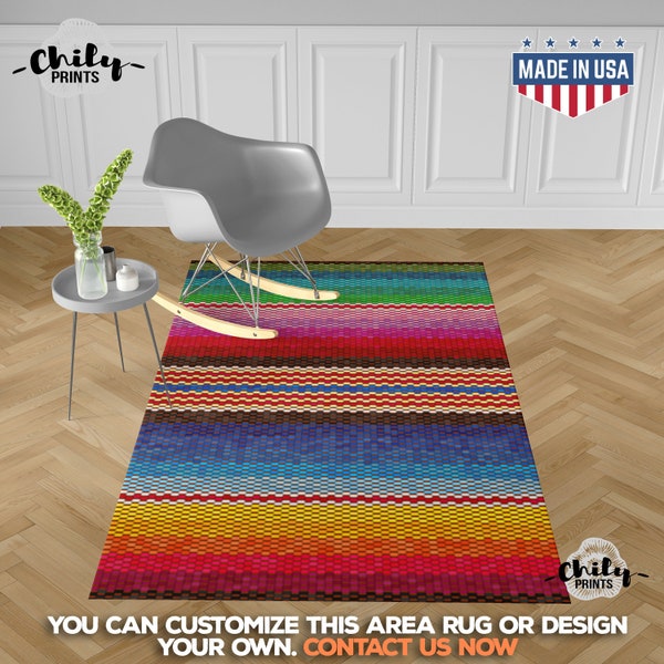 Alfombra de área de diseño Serape, alfombra de decoración de fiesta Cinco de Mayo, alfombra de área de impresión de diseño étnico mexicano, alfombra de área colorida, alfombra de estilo moderno