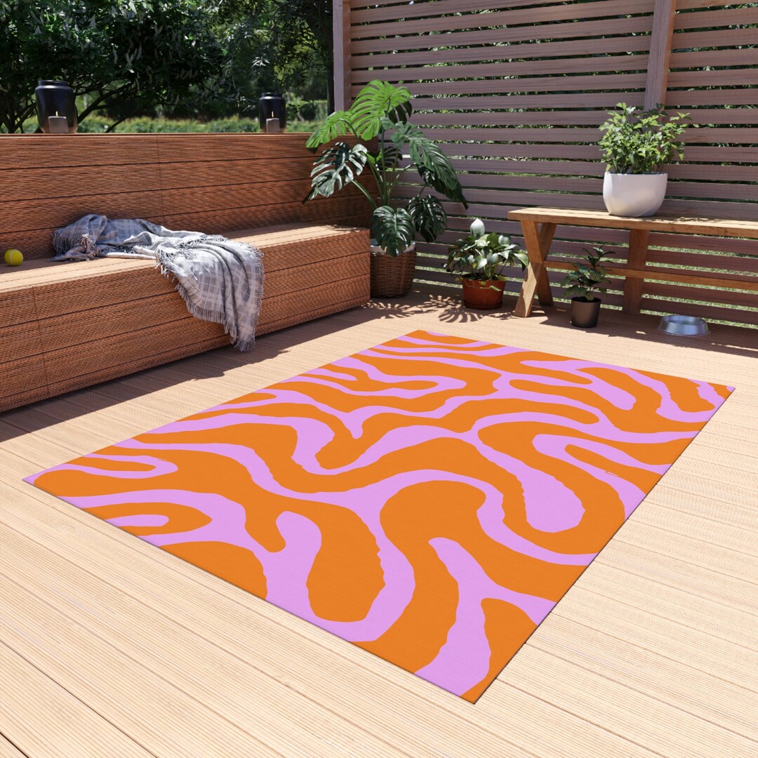Pink Abstract Groovy Funky Liquid Retro Rug, Y2k Room Decorc Floor Carpet Rug, Groovy Decor Rug