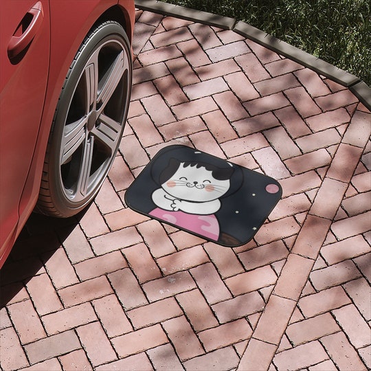 Kawaii Japanese Car Floor Mat, Anime cute kawaii cat on ice cream Car Floor Mat, space and stars cat cute cat car interior decor car mat