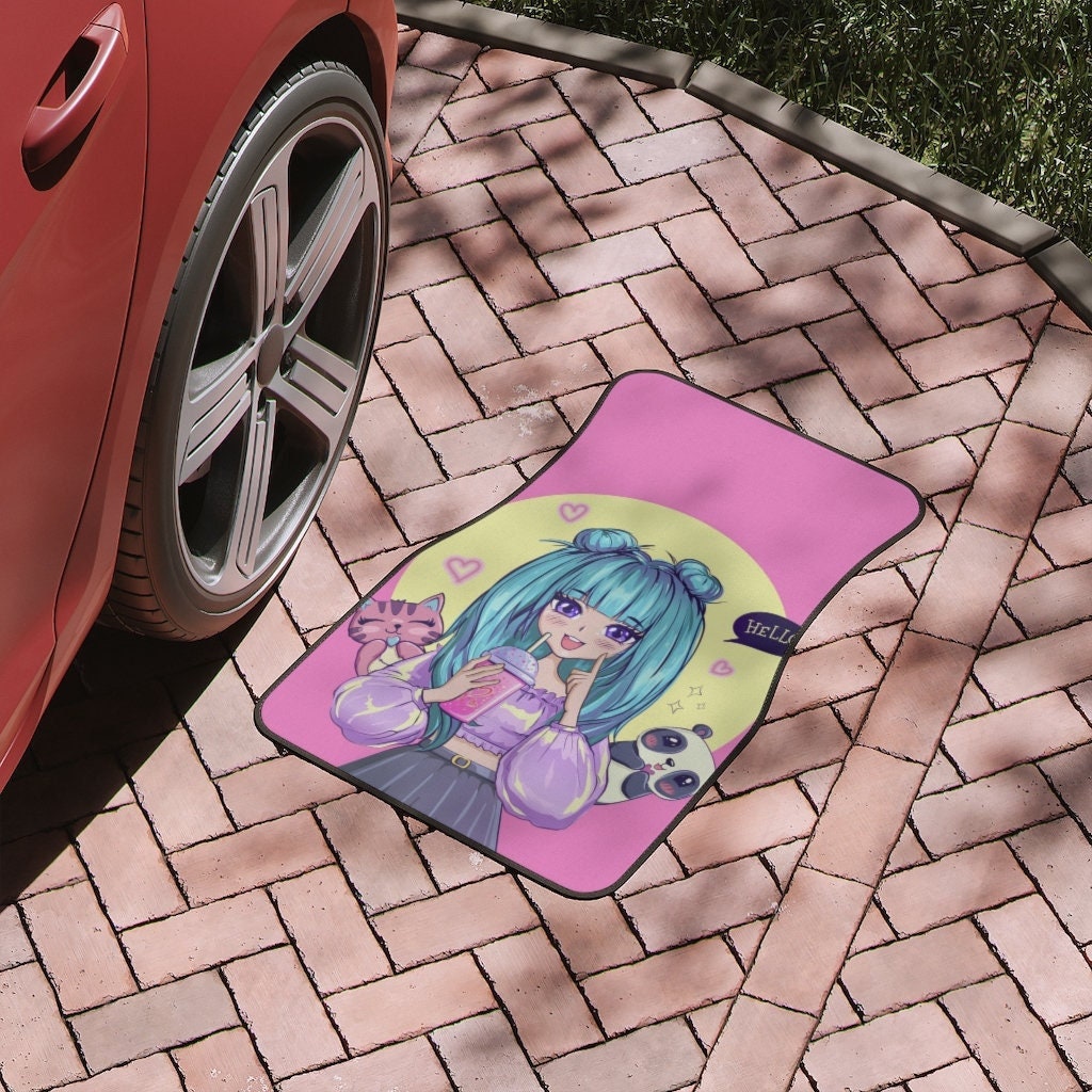 Anime Girl Car Floor Mats Cute Anime Panda and Cat Car Floor Etsy