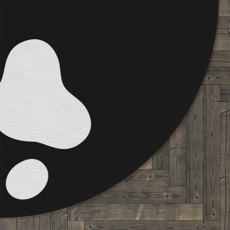 Yin Yang Rug With Animal Paw Design in Black and White Circle Etsy
